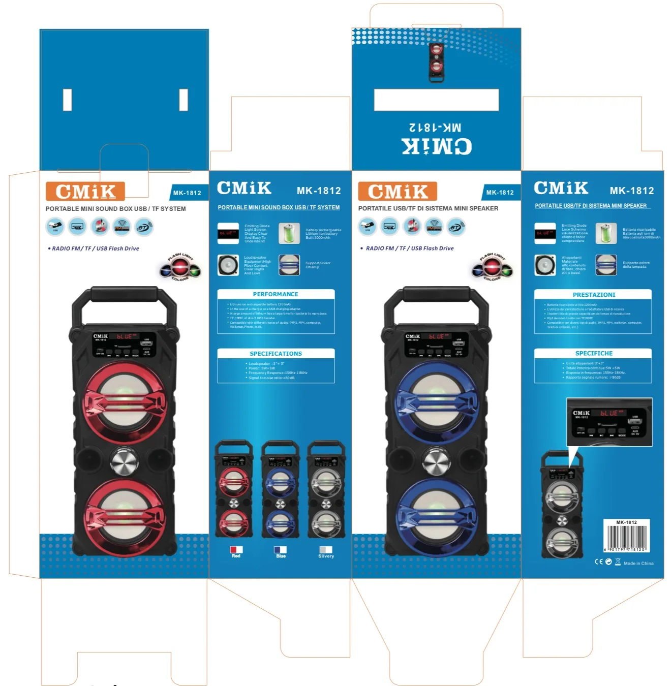 cmik mk-1812 oem odm bocina de auto portable wireless karoke caxinha de som sound system automotivo shower blue tooth speaker - ANKUX.COM