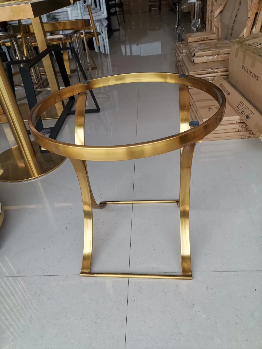 Luxury Modern Design Stanieless Steel Artifical Marble Top Round Side