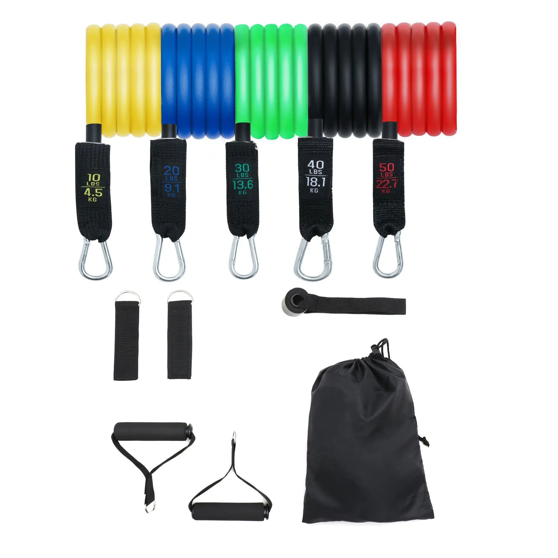 

Strength Training resistance pull rope et bandas de resistencia,2 Sets, Green blue yellow red black
