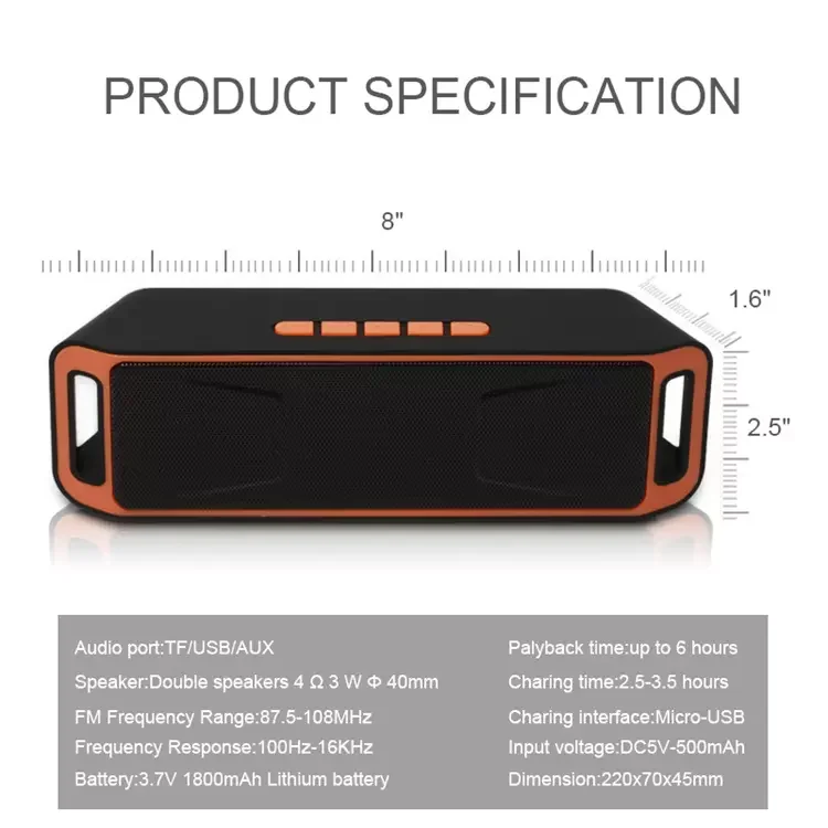 Outdoor bluetooth speaker Portable wireless speaker super bass mp3 speaker SC208 - ANKUX.COM
