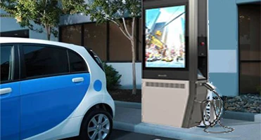 Double Sided Electric Vehicle Charging Station With Advertising Digital