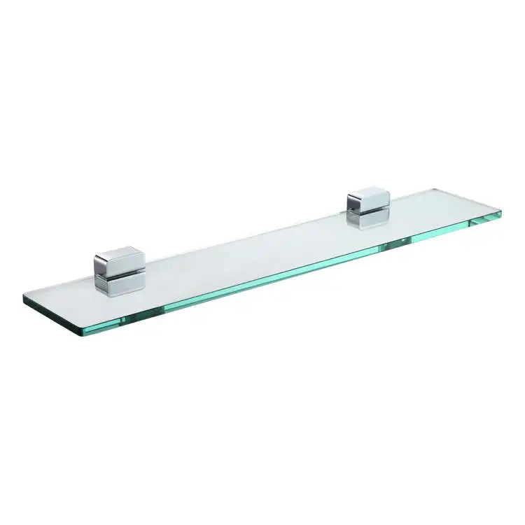 Bright Chrome Bathroom Square Glass Shelf Brackets Clamp Glass Holder