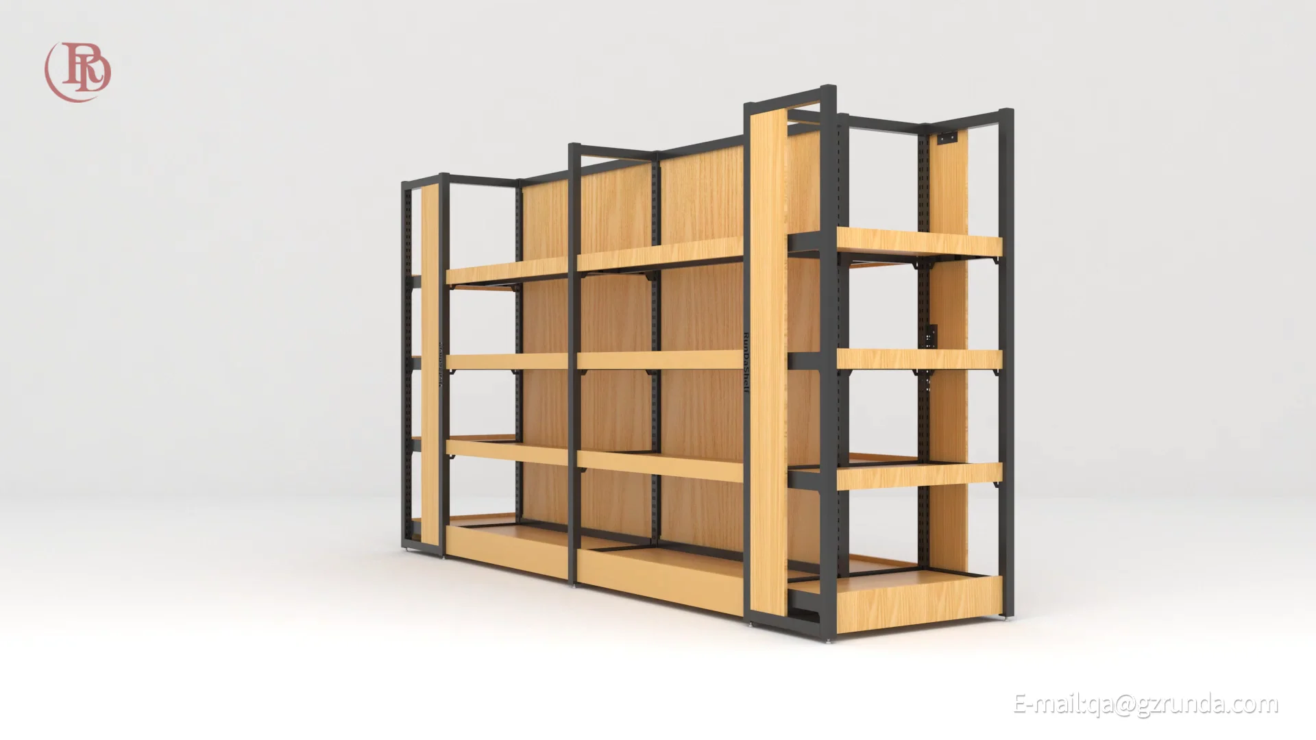 Supermarket Shelves Steel Wood Shelves Retail Runda Display Gondola