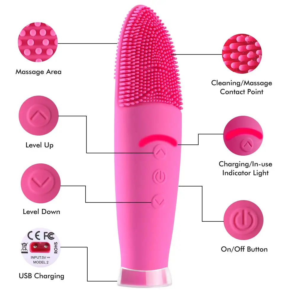 best seller rechargeable waterproof sonic exfoliating silicon facial brush machine for face