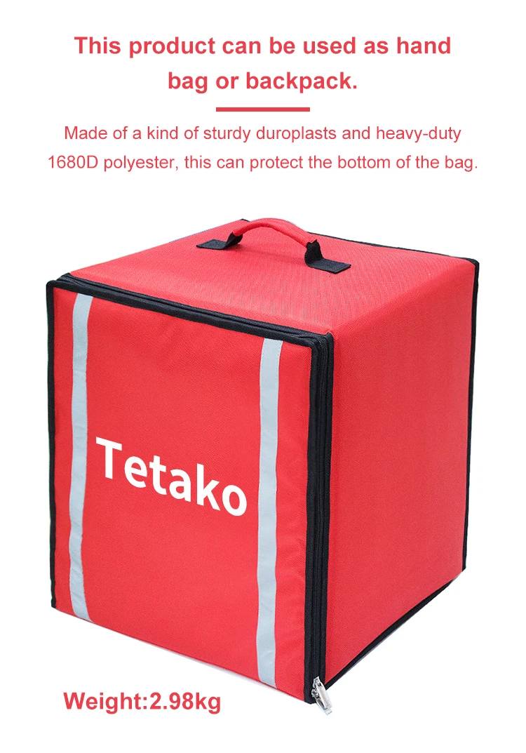 Heavy Duty Reflective Insulated Thermal Bag Food Delivery Backpack For