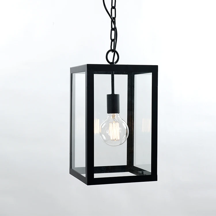 Matte Black Metal Cage Hanging Lantern Lamp Adjustable Length Cords Ceiling Pendant Lighting for Kitchen Restaurant