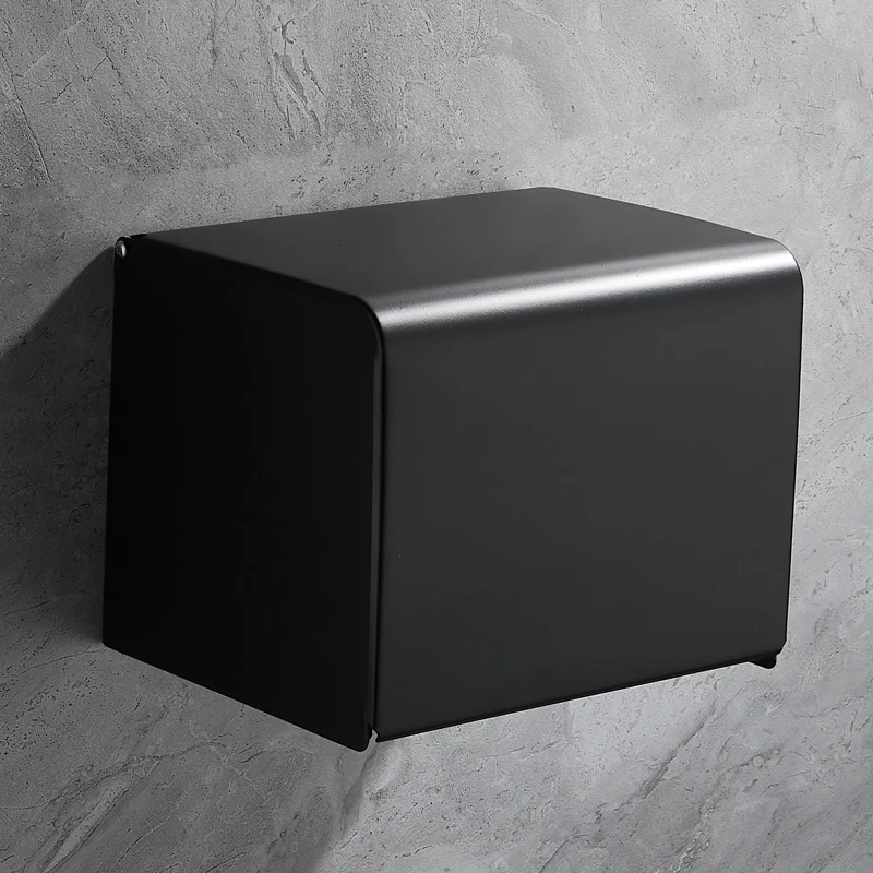 
Black Stainless Steel Premium Wall-Mounted Tissue Box Holder Waterproof Bathroom Paper Holder Multifunctional Tissue Box 