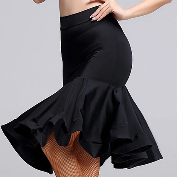 Ladies Latin Dance Tassel Skirt Rumba Cha Cha Dancewear Dancing Skirts Big Swing