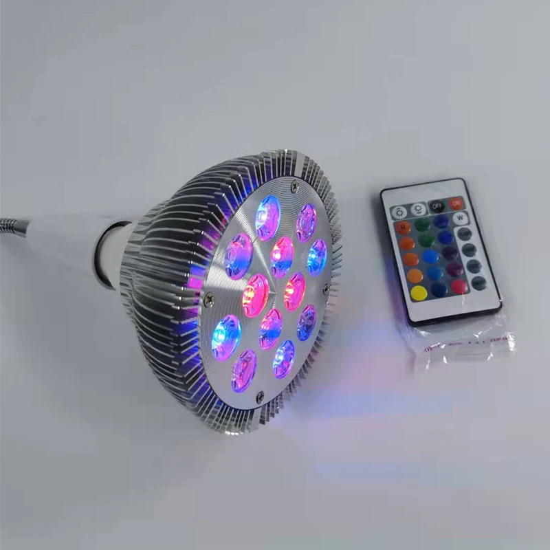 24 key infrared remote control PAR38 RGB Colorful color full spectrum spotlight 12w 18w  led grow light E27 B22 Lamp holder