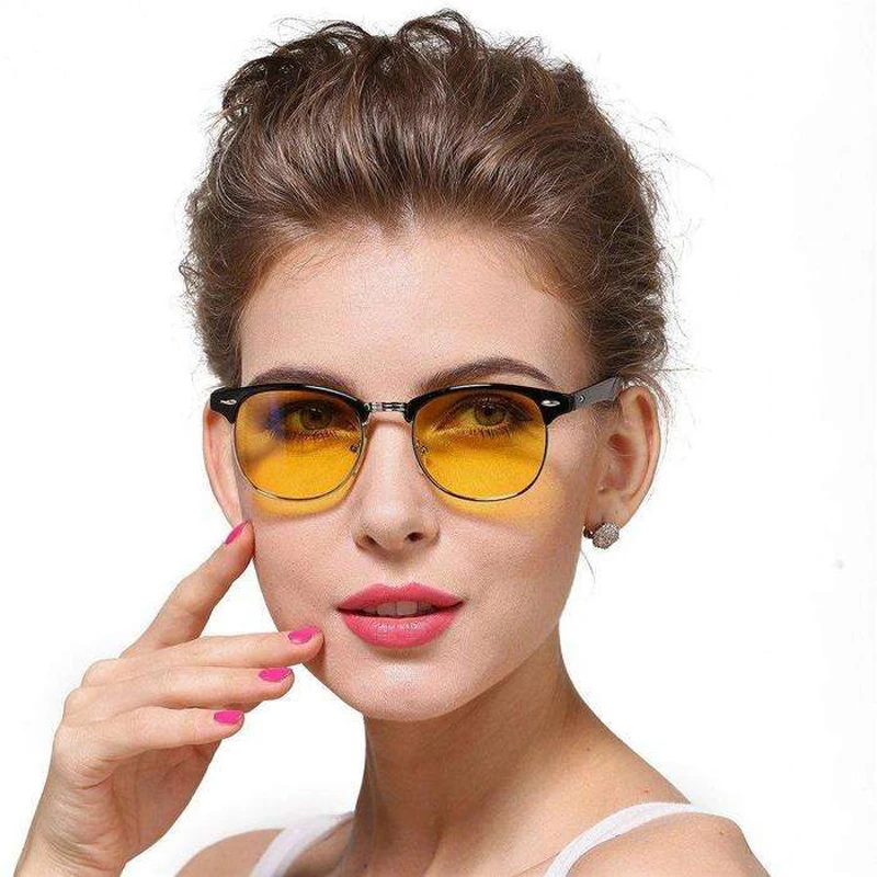 Classic Retro Anti Blue Light Glasses Blue Light Blocking Half Rim Eyewear Frames Club Women Men 