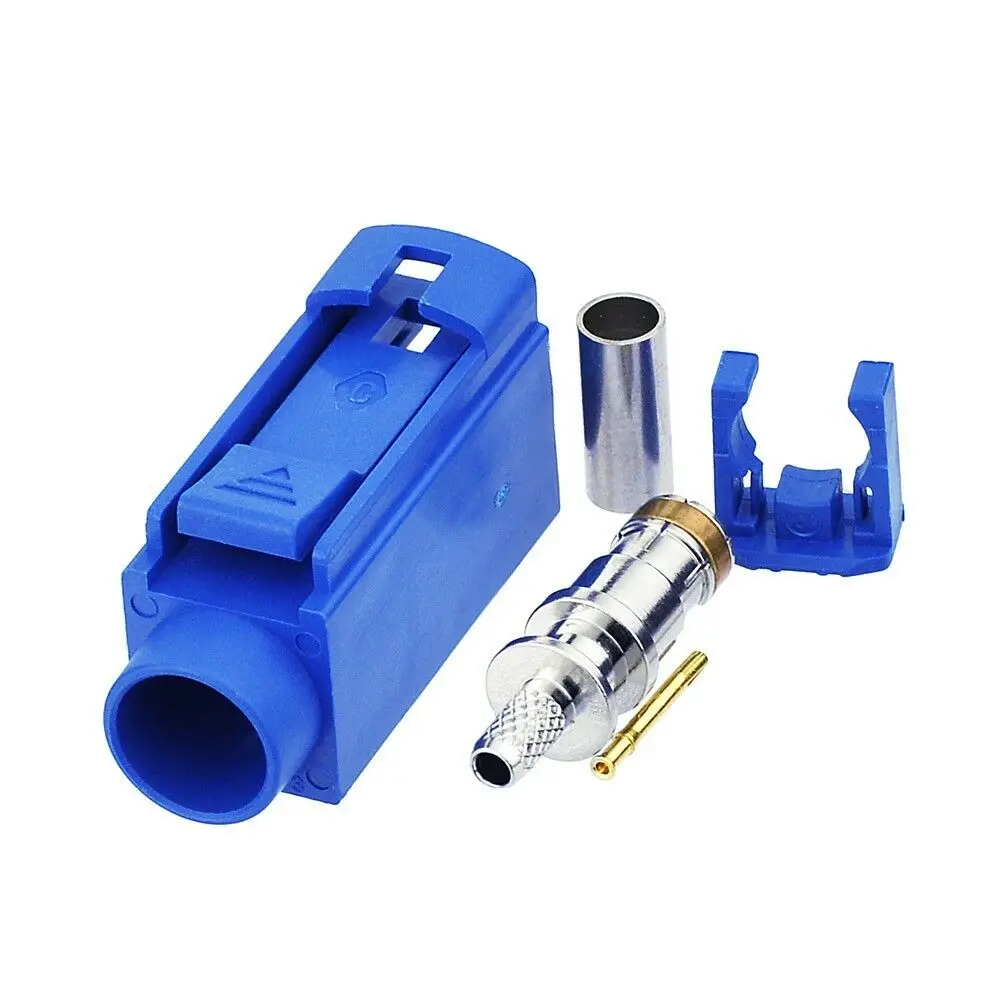 Fakra C Female Blue Crimp Solder Connector For Car Gps Antenna Rg316