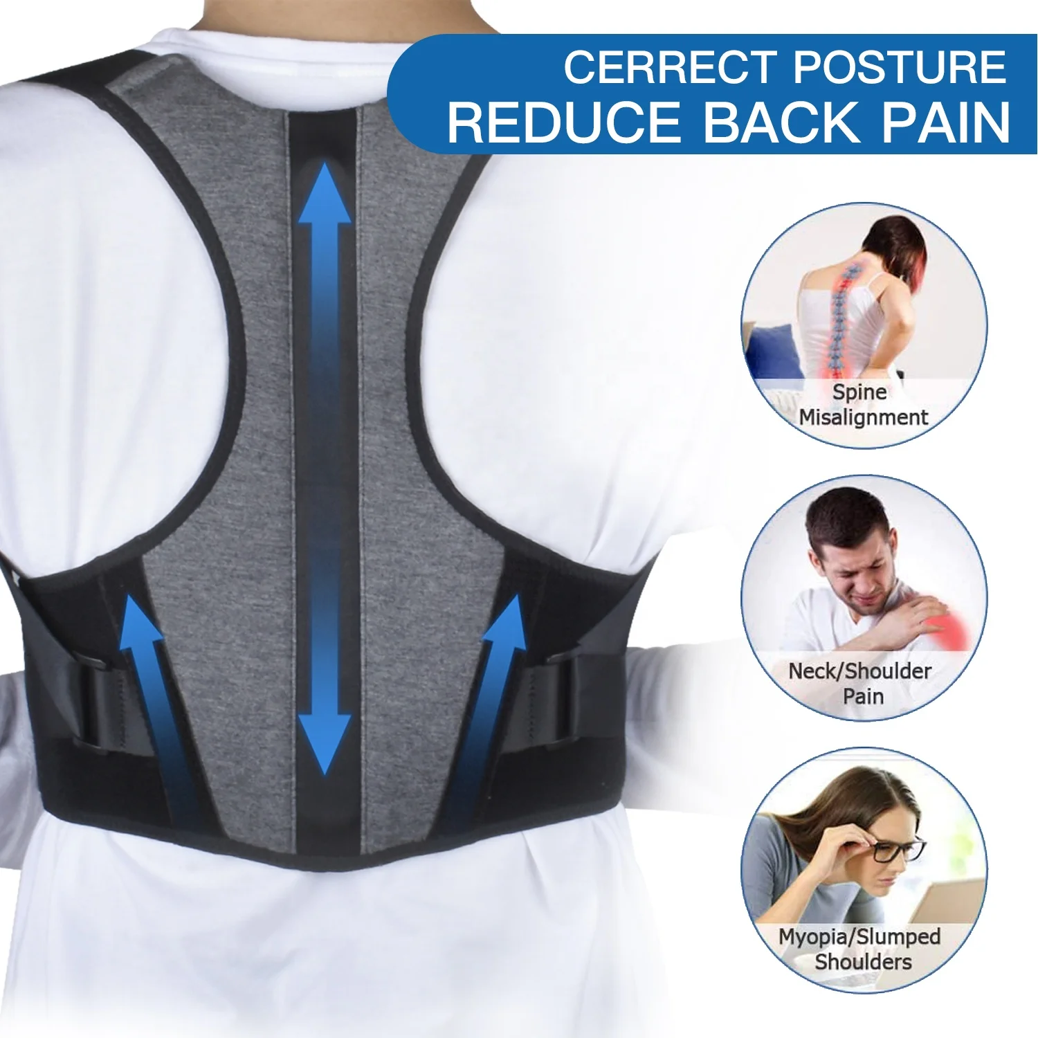 Adjustable Waist Spine Shoulder Lumber Straightening Back Support