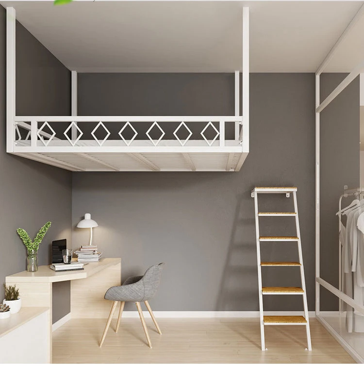 Nordic Villa Loft Apartment Elevated Bed Iron Hanging Hammock Small Wall Hanging Metal Bed