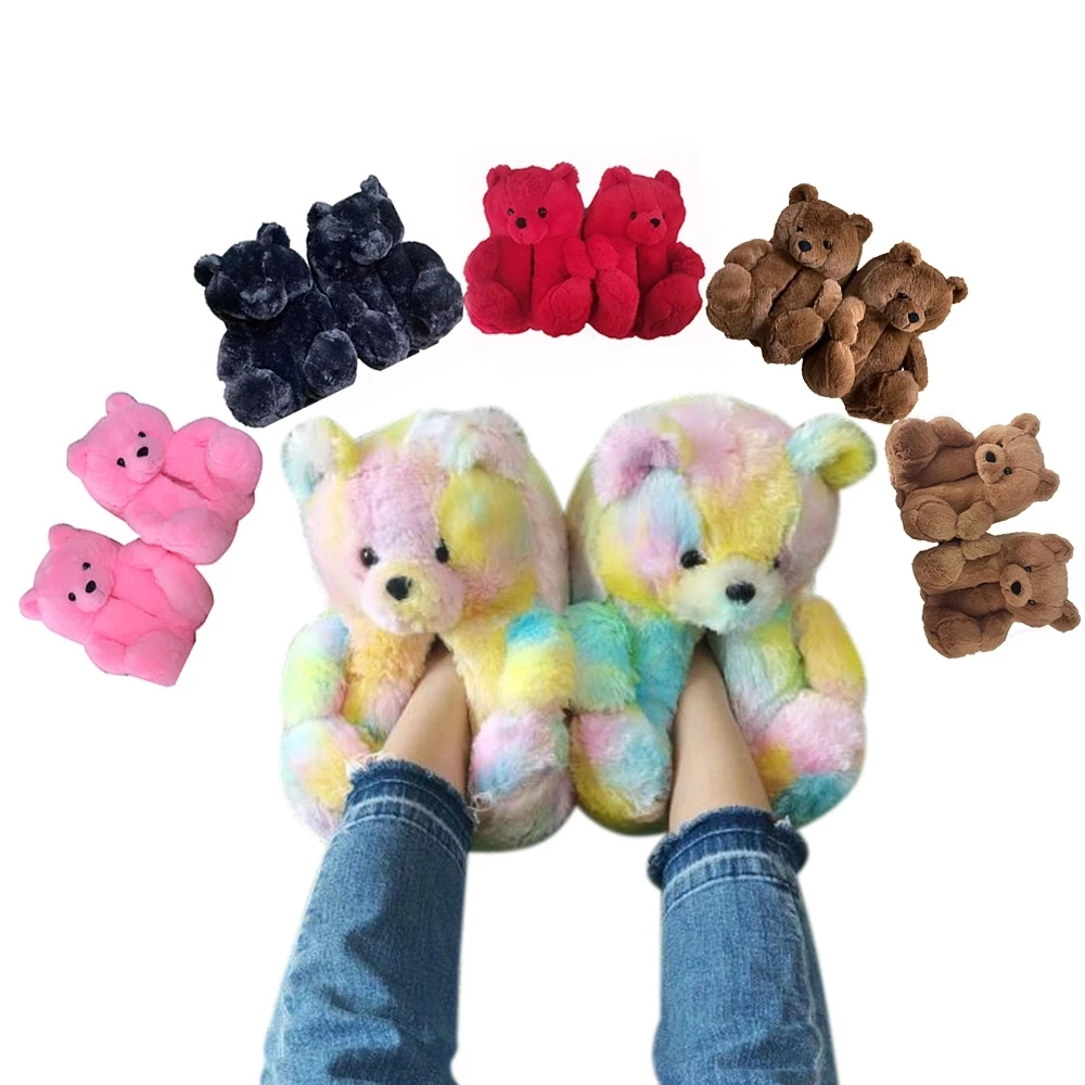 teddy bear with bunny slippers