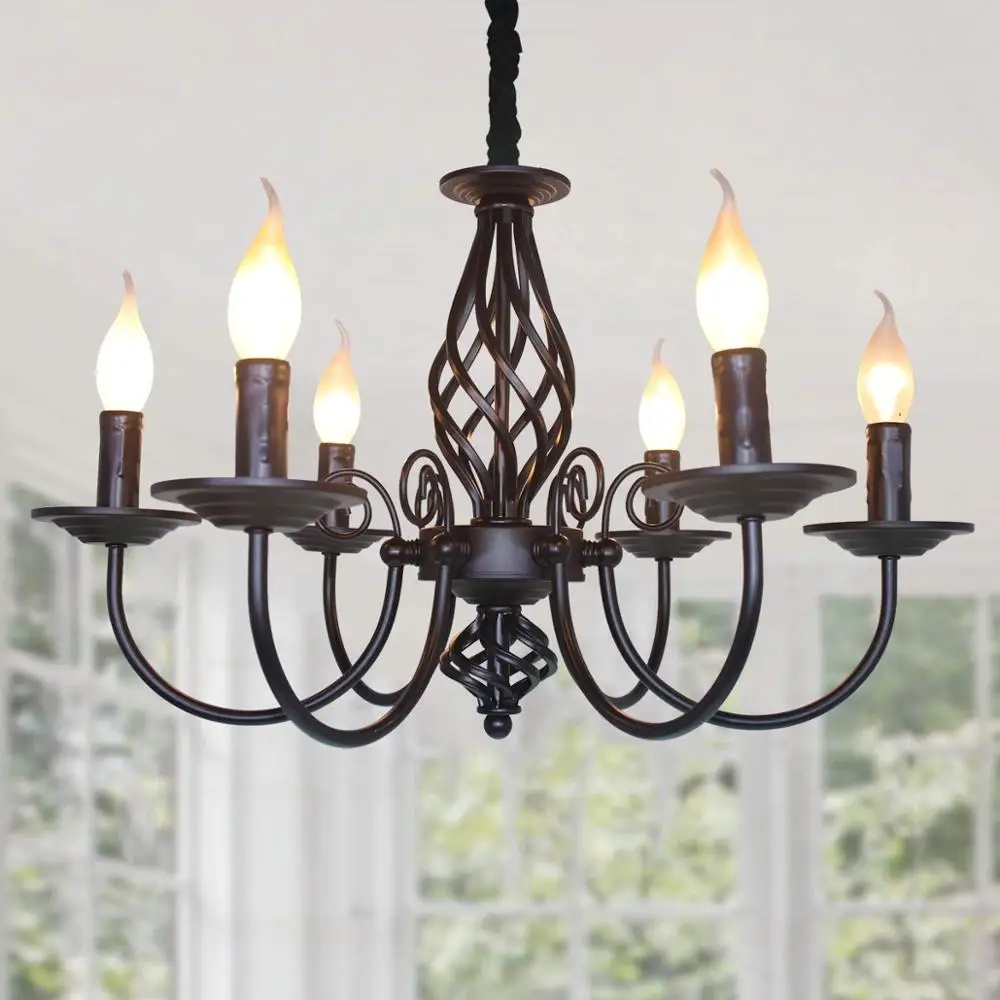 French Country Chandelier,Amazon hot selling 6 Lights Vintage Candle Chandelier, Farmhouse Pendant Light Fixture