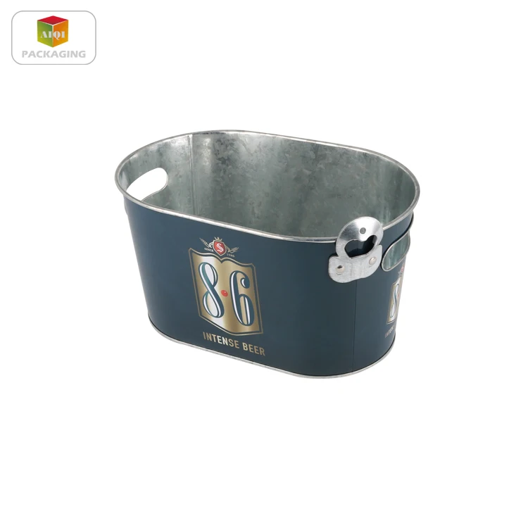 Oval Metal Tin Ice Bucket With Bottle Opener Buy Oval Tin Ice Bucket