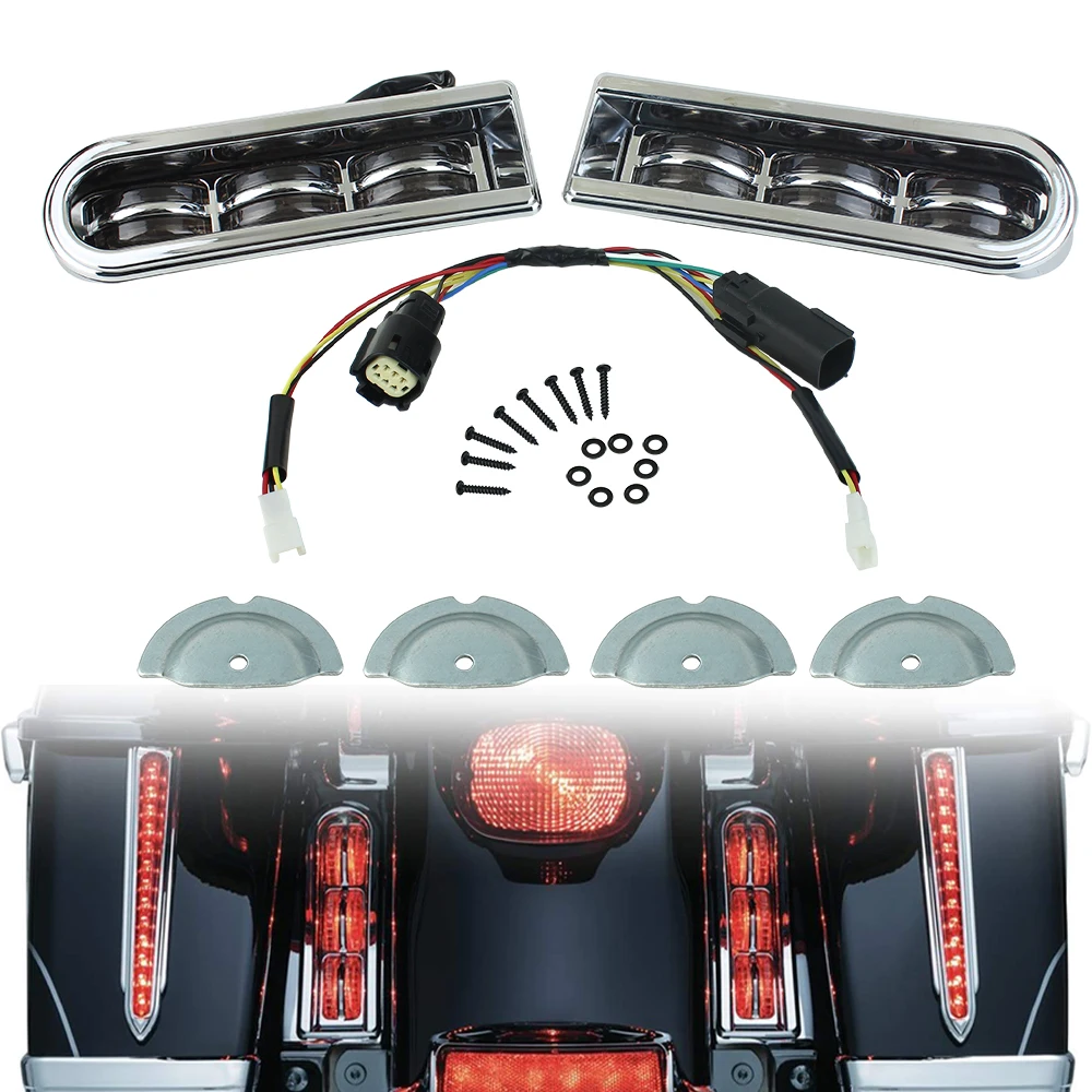 WUKMA Rear Saddlebag LED Light Insert Filler Support Light Fits For Motorcycle Touring FLHTCU/L 2014-2020 Chrome