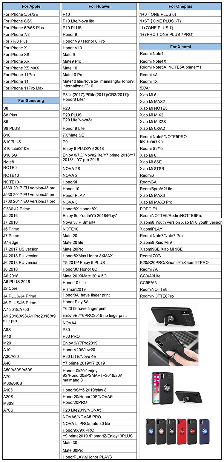 2019 For iPhone 11 Pro Case with Ring Magnetic Kickstand Case Finger Ring Phone Case