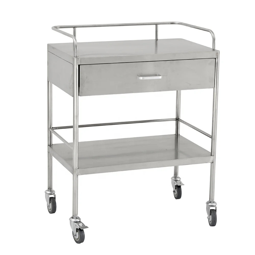 Two-layer, One Drawer Stainless Steel Hospital Trolley CY-D402A