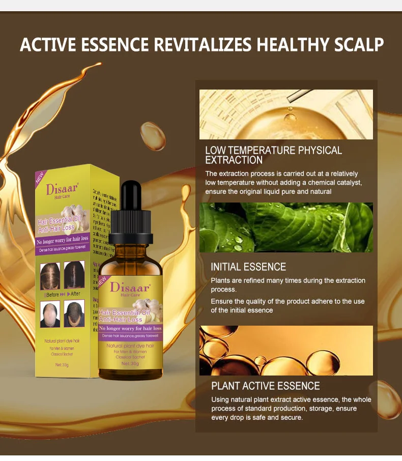 Disaar 30ML Natural Hair Loss Treatment Hair Growth Essential Oil for Men and Women Private Label