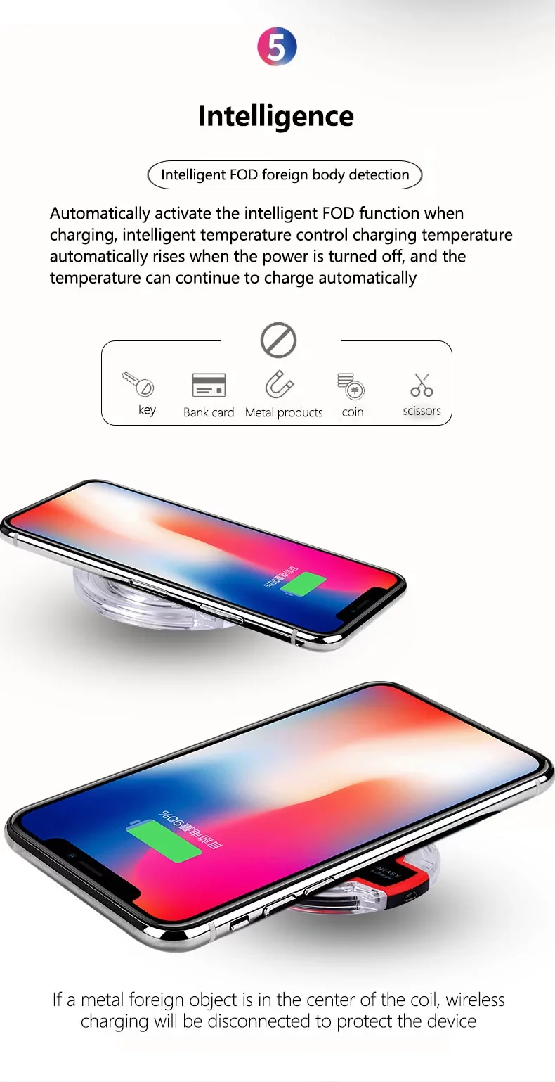 Crystal K9 Wireless Charger For iphone X/XS MAX Qi Fast Charge Wireless Charging Base Transmitter Round for Android Mobile Phone