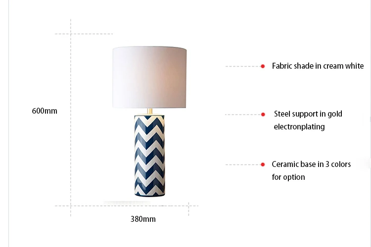 Modern Decorative Home Hotel Office Living Bedroom Bedside Ceramic Fabric shade Table Lights