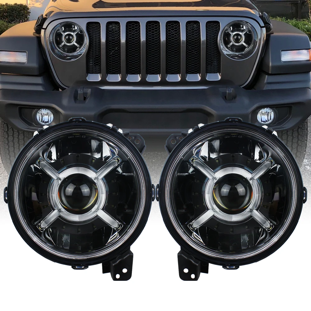 New Headlamps with DRL and JL Connecter for Jeep W-rangler JL 2018 2019 Headlight