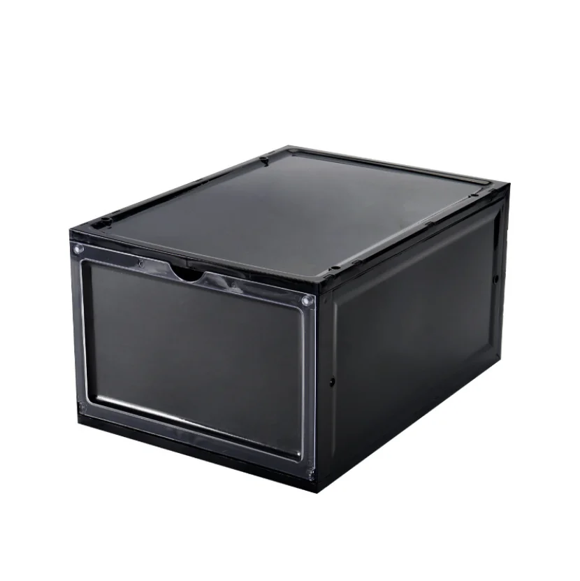 Foldable Front Open Magnetic Storage Shoe Box Stackable Plastic Sneaker ...