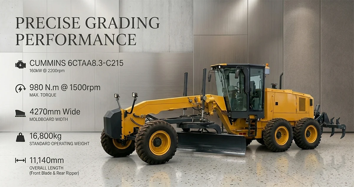 NEW 160KW Road Grader with Wide Blades on Uneven Road Motor Grader for Sale