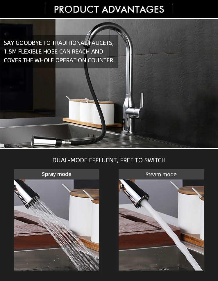 High Quality Upc Extensible Kitchen Faucet Pull Out Spray Head Single ...