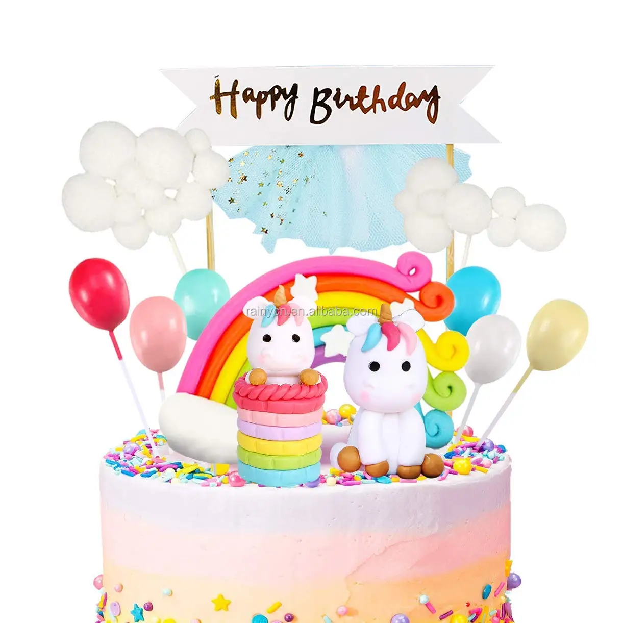 Kit De Garniture De Gateau Licorne Et Ballon Arc En Ciel Banderole D Anniversaire Pour Enfants Garcons Et Filles Decoration De Gateau 21 Pieces Buy Kit De Gateau Licorne Gateau Gateau Licorne Product On Alibaba Com