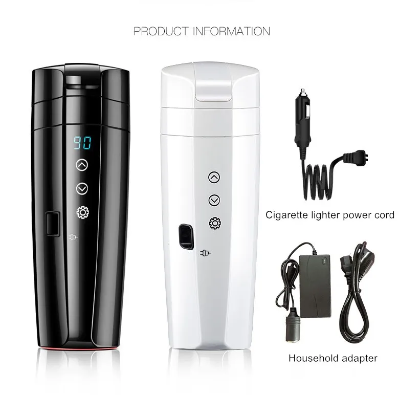 12v Car Travel Heating Mug Variable Temperature Control Kettle 304