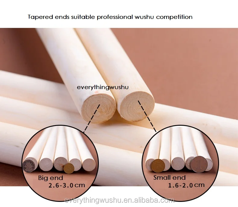 Tapered White Waxwood Wushu Sitcks Staff Wushu Cudgel Wax Wood Staff