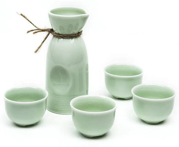 Ceramic Sake 9piece Set Japanese Sake Cup Set With Warmer Black