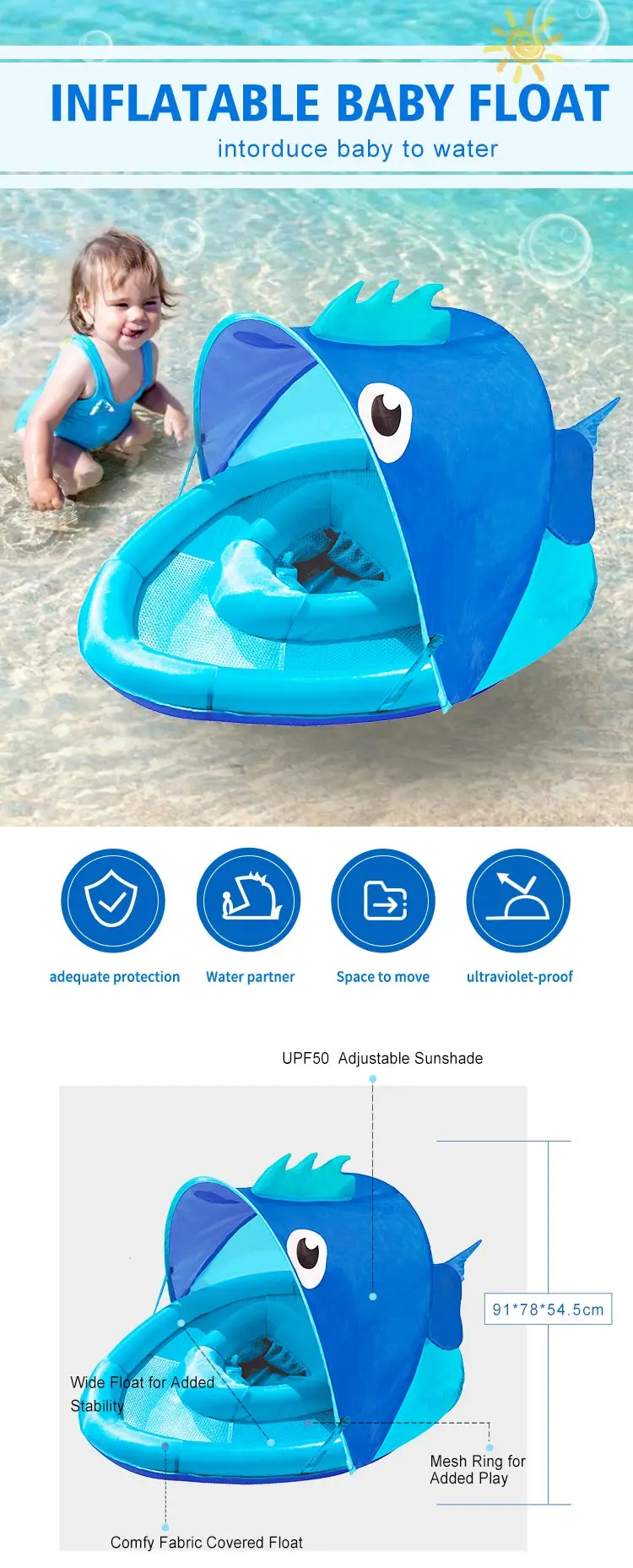 baby pool float with sunshade