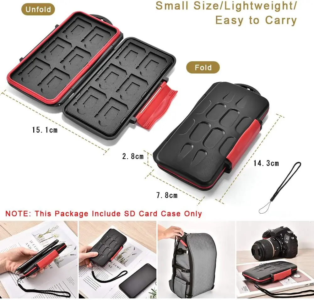 Micro SD Card Storage CaseAlloy12 slots Black 