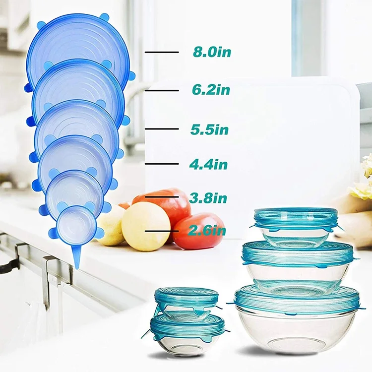 New Silicone Stretch Lids Reusable Stretch Covers Food Stretch Wrap For