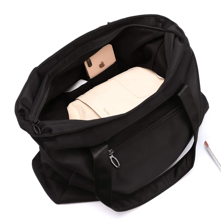 Custom Daily Nylon Travel Tote Bag Man Women Black Shoulder Gym Beach