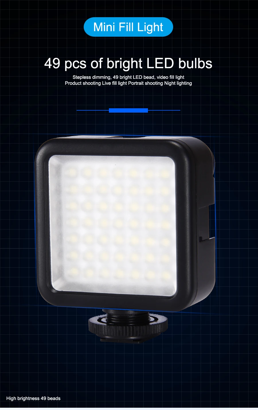 Portatile 49 LED video luce Lampada fotografico photo Lighting Per Camera Pho 