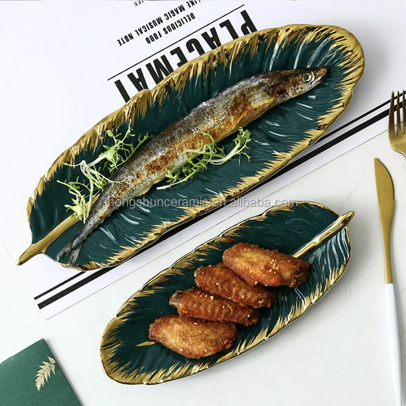 European-style ceramic tableware creative banana leaf plate snack plate storage tray storage plate