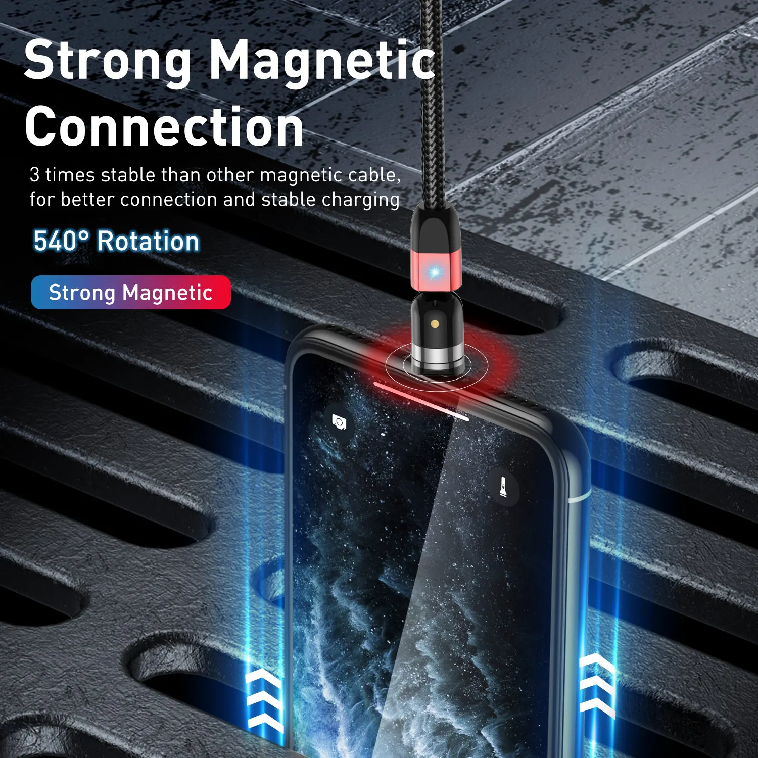 2020 3 in 1 USLION New Magnetic USB Cable Fast Charging Micro USB Type C Mobile Phone Cable For Samsung iPhone magnet data cable - ANKUX.COM