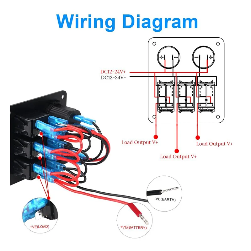 Custom 4 Gang Car Switch Panel USB Charge Voltmeter Rocket for ...