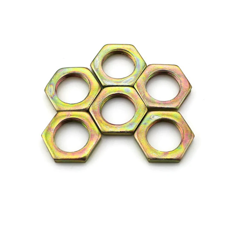彩色锌六角薄螺母六角螺栓和螺母