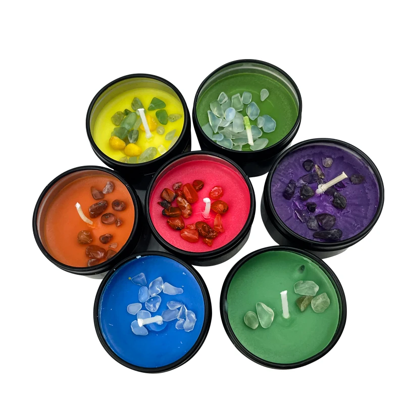 Seven Chakras Meditation Tin Candle Combost,For Aromatherapy And