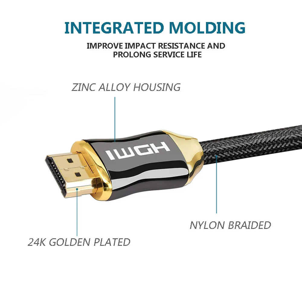 Amazon Hot Sale 16.4 Ft Gold HDMI 2.0V Male to Male Cable for Flat TV HDTV DVD - ANKUX.COM