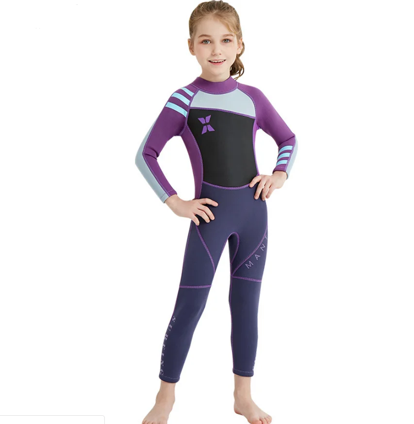 Kids Wetsuit, 2mm Neoprene Thermal Swimsuit Toddlers Girls Boys Front Zippe