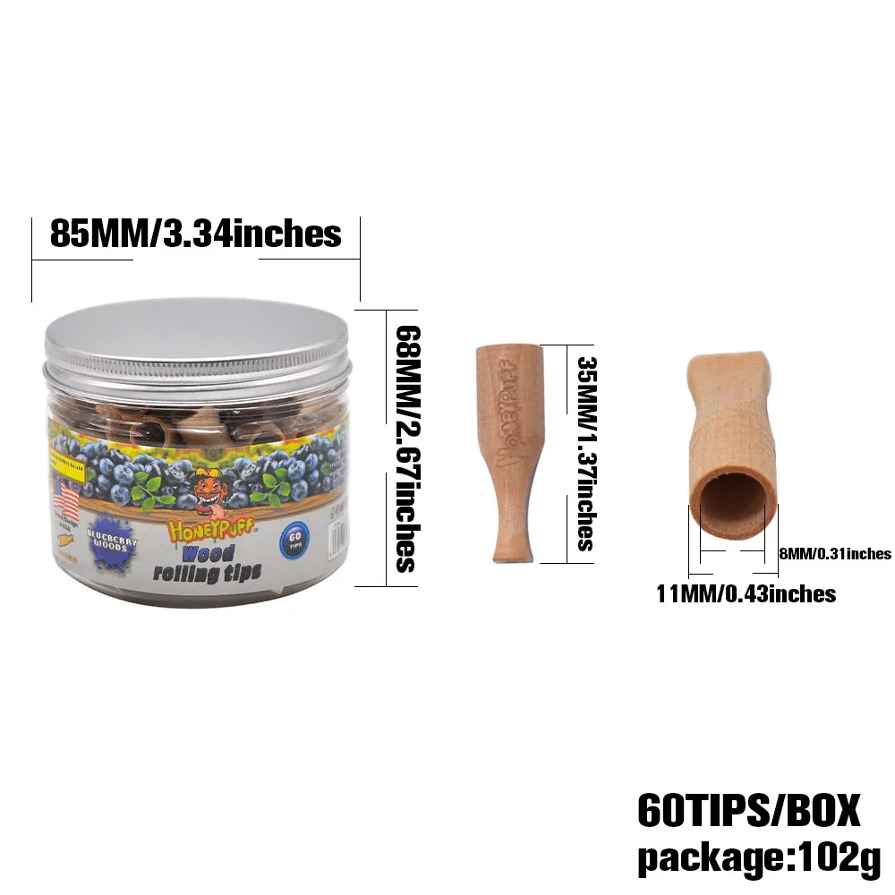 Honeypuff Flavored Wood Rolling Tips Wood Joint Tips Blunt Tips 11mm