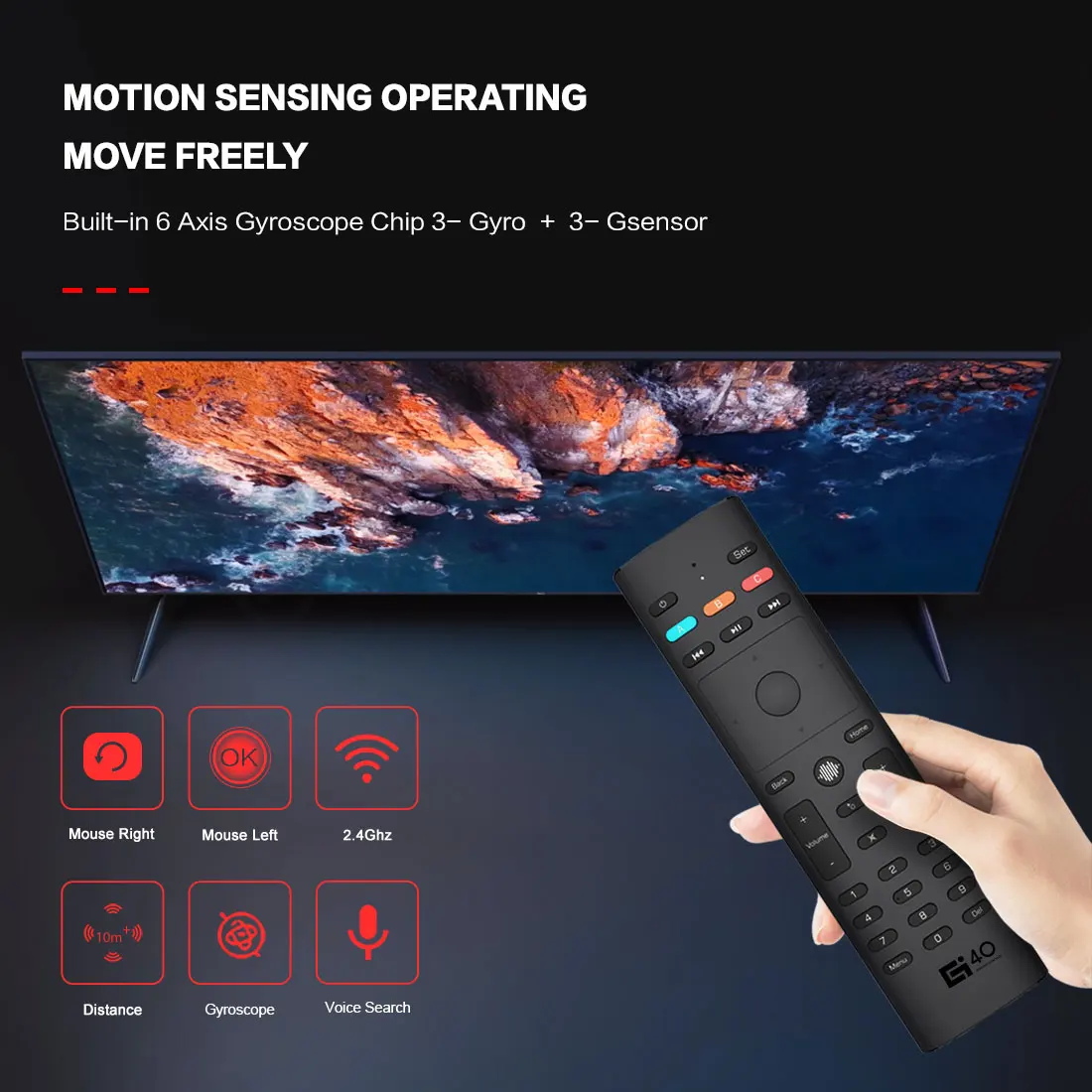 Universal G40s Voice Air Mouse with Gyroscope & IR Learning
