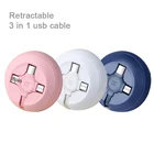 Amazon Hot Sale 3 In 1 Cell Phone Retractable Usb Charger Sync Data Cable For iPhone Android Type C