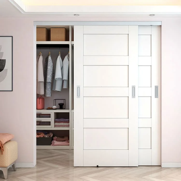 72 Inch Aluminum Track Interior Bypassing Sliding Wooden Door System ...